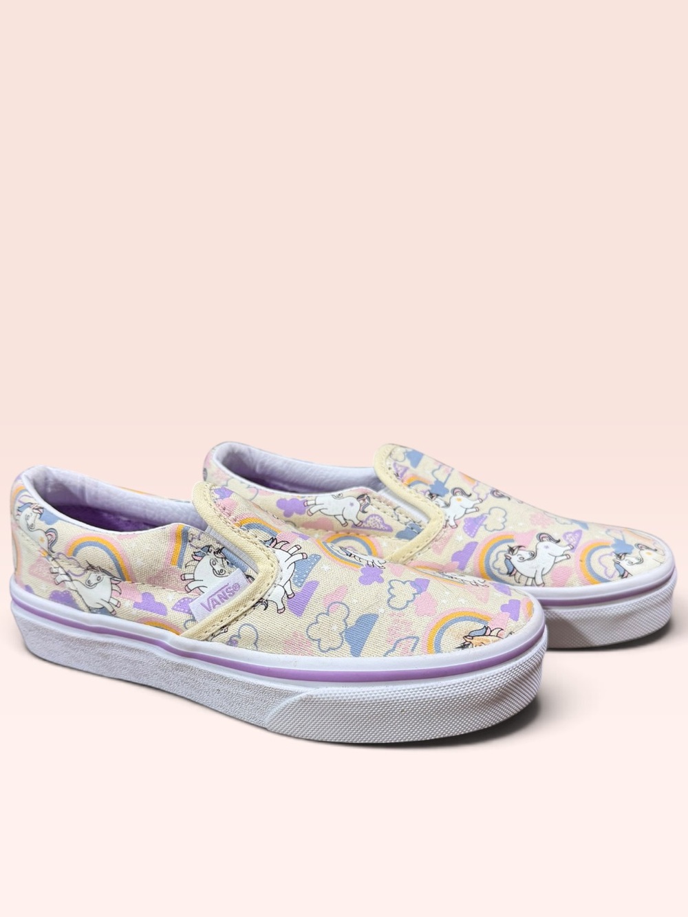 Vans Kids Slip-On Sneakers in Unicorn & Rainbow Pastel